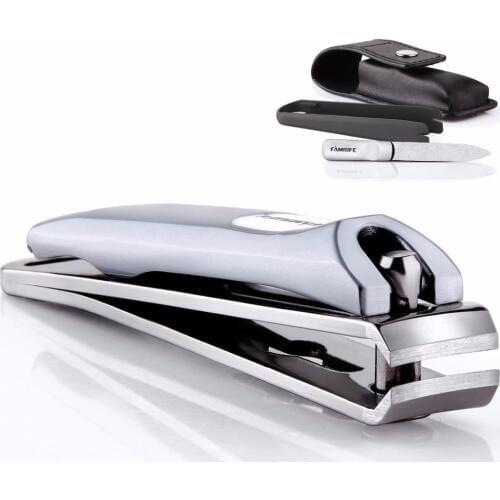 MAKARTT Nail Clipper Stainless Steel Heavy Duty Nail Clipper with Travel Leather Case Nails Catcher L0423