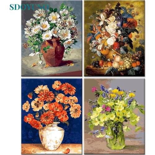 SDOYUNO 60x75cm Oil Paint By Numbers Flower Frameless DIY Painting By Numbers On Canvas Digital Painting Home Decor Unique Gift