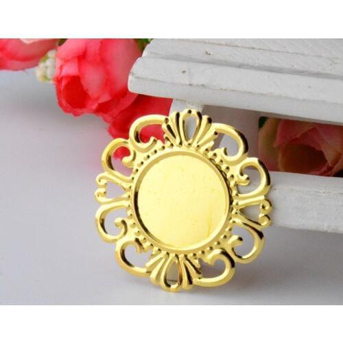 MIAOCHI 20Pcs Gold Plated Filigree Cabochon Setting Wraps Connectors Crafts Decoration DIY Embellishments 36x36mm F0833