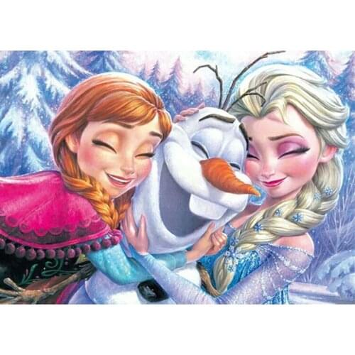 Disney 5D Diamond Painting Cartoon Cross Stitch Kits Diamond Embroidery Full Round Ice Sister Elsa&Anna Mosaic Home Decor Gift