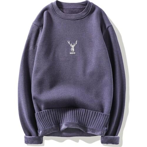 2021 New Mens Sweater Jacket Letter Embroidery Pure Color Sweatercoat Long-Sleeve Thicken Pullover Casual Clothing Male Knitwear