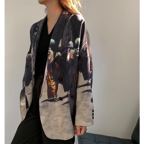2020 Spring New Womens Suit Large Size Casual Pattern Print Ladies Jacket Trendy Office Blazers Female Jackets Coats LT887S30