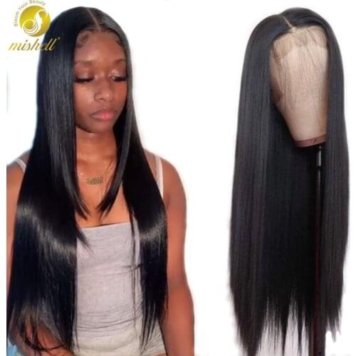 Mishell Straight 13x4 Lace Front Human Hair Wigs Brazilian Virgin Remy Hair For Black Women 360 frontal Full HD Transparent wig