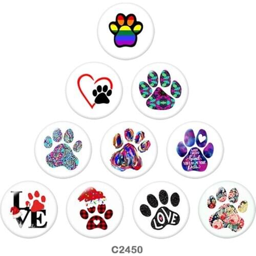 Multicolor PAW Christmas Round glass cabochon Fridge stickers snap button jewelry 10pcs/set C2450