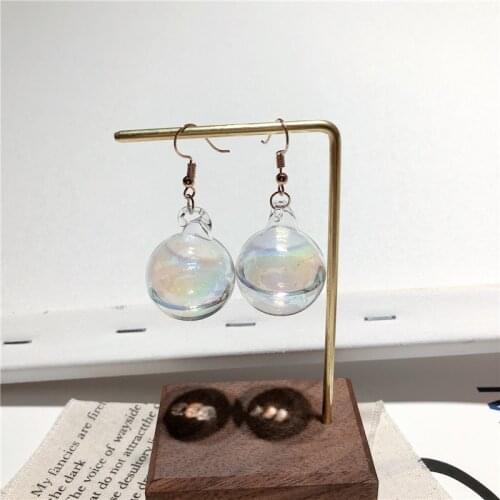 New Korean Fashion Glass Ball Dangle Earrings For Women Bubble Personality Temperament Unique Jewelry Gift