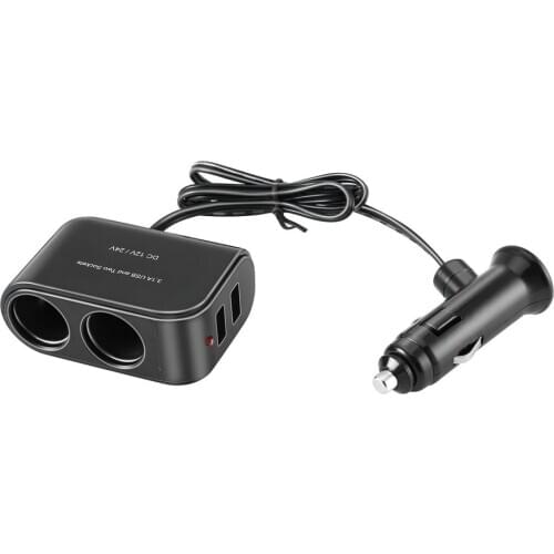 Universal USB 12V/24V 2 Way Car Cigarette Lighter +LED Light Switch Auto Socket Splitter Charger vehicle lighter adapter Univers