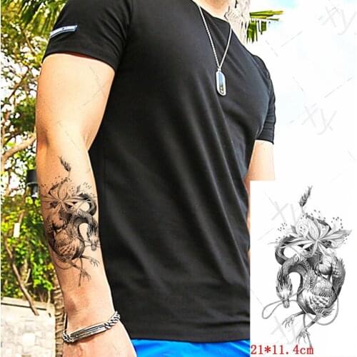 Waterproof Temporary Tattoo Sticker Totem Flower Dragon Design Animal Fake Tattoos Flash Tatoos Arm Body Art for Women Men