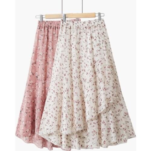 Fashion Women Irregularity Boho Lolita Petticoat Broken Flowers Chiffon A-line Skirts 2019 New Summer Women Joker Casual Skirt