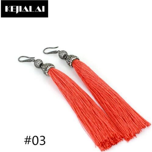 Bohemian Style Women Tassel Earrings CZ Ball Charm 11cm Long Tassels Colorful Paved with Rhinestone Fashion Jewelry Femina Gift