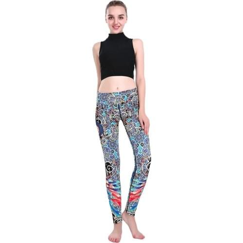 Blue Peacock Womens Fitness Yoga Sports Pants S To 3xL Vintage 3D Gym Running Yoga Jogging Trousers 6 Patterns