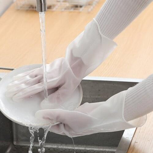 Female waterproof rubber latex dishwashing gloves kitchen durable cleaning housework chores dishwashing tools