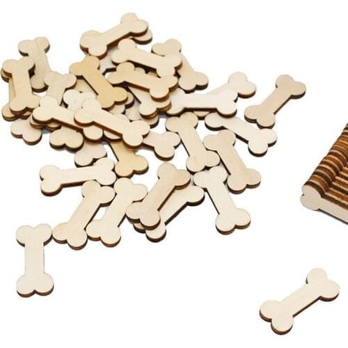 100pcs Wooden Dog Bones Plain Unfinished Wood Craft for Tags,Earrings,Wedding,Family Birthday Calendar and DIY Projects