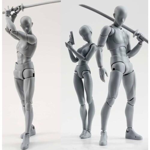 14cm artist Art painting Anime figure SHF Sketch Draw Male Female Movable body chan joint Action Figure Toy model draw Mannequin