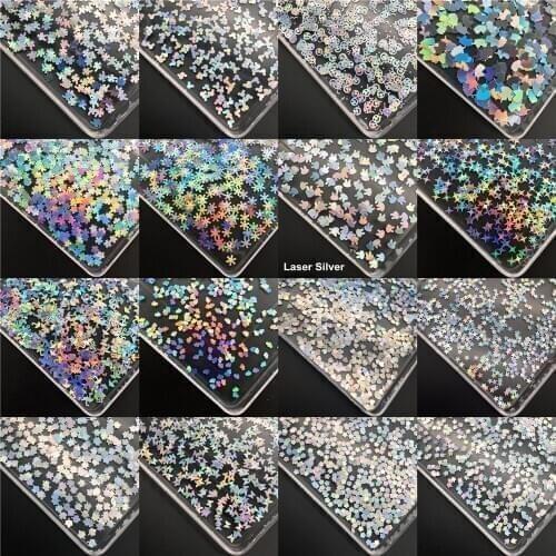 20g/Pack Size Laser Silver Ultrathin Nail Glitter Sequins For Body Art Painting Nail Artl DIY Decoration