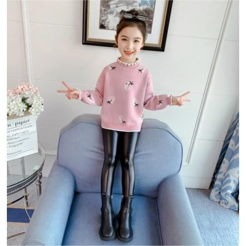 2020Kids Girl Sweater Tricots Turtleneck Pullover Baby Winter Tops Solid Color Sweaters Autumn Boy Girl Warm Sweater Pull
