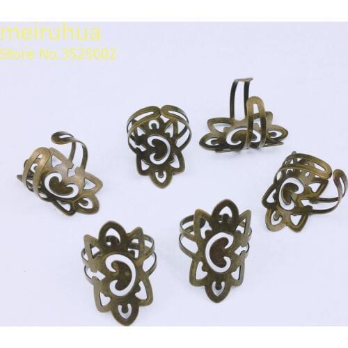 30pcs/lot filigree flower Adjustable DIY Ring Base Setting for Blank Jewelry Making