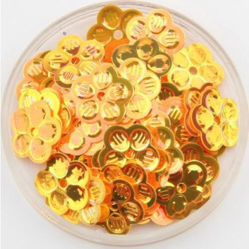 500pcs 13mm Flower Sequins With 1 Center Hole Plum Blossom Sewing,Wedding Craft,Kids DIY Garment Accessories Orange Spangles