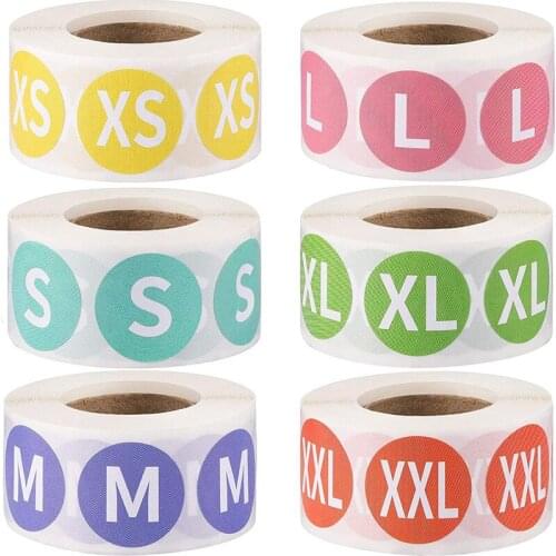 500PCS/Roll Garment Clothing SIze Round Stickers Distinguish Product Specification Labels DIY Decoration Accessories