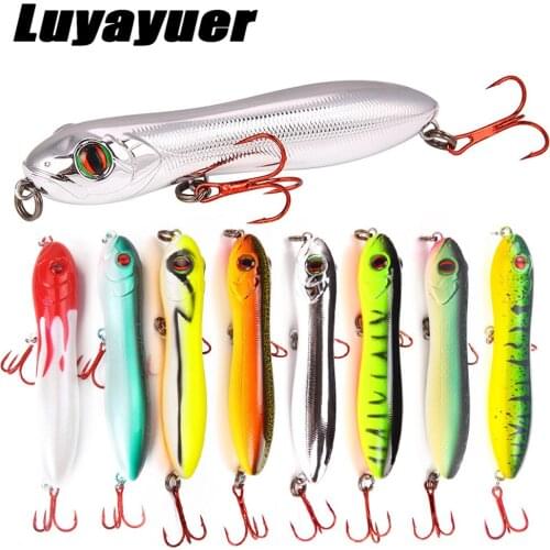 8Pcs Topwater 3D Eyes Plastic Fishing Wobblers16.1g 10.5cm Snake Head Pencil Fishing lure Floating Crankbait Sea Bass Pike