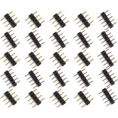 LED Connector Adapter 4Pin 5Pin Needle Male Type Double 4 Pin RGB/5 Pin RGBW Connector for 3528 5050 LED Strip Light 30pcs/lot