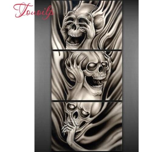 Custom diamond painting Cross Stitch,5d diamond embroidery Skull,full,3d diamond Mosaic pattern,beaded painting,hobby,gift,3 pcs