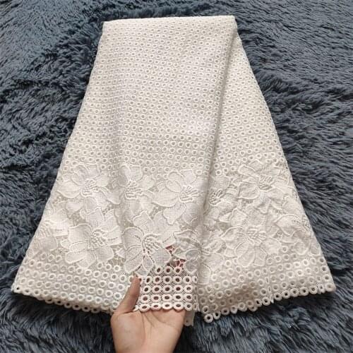 White African Nigerian 100% Cotton Lace Fabric 2021 High Quality French Punch Net Lace Fabrics Dress 5 Yards JL066