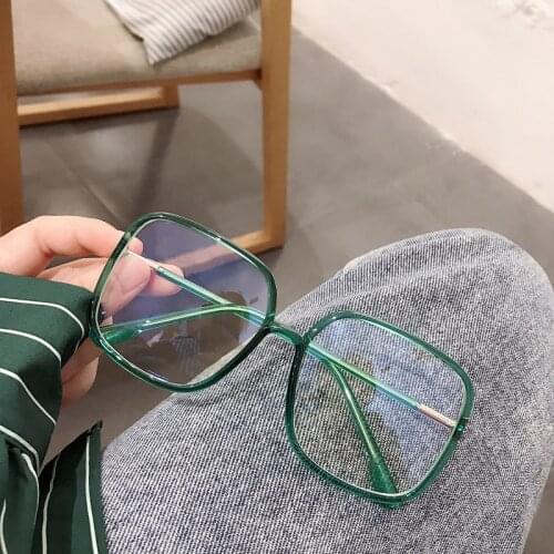 Oversize Big Frame Optical Glasses Woman Square Transparent Computer Oculos Blue Light Glasses Flat Mirror Gaming Gafas MWJ3342