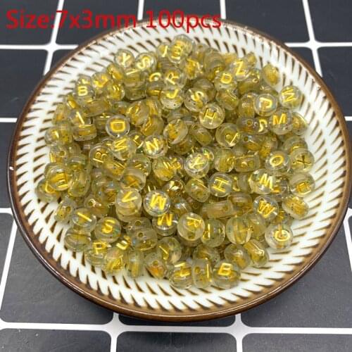 100pcs 6x3mm Mixed Letter Acrylic Beads Round Flat Alphabet Digital Cube Loose Spacer Beads For Jewelry Making Bracelet #07