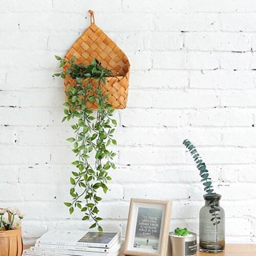 Flowerpot Wall Decoration Storage Basket Natural Cedar Sheet Woven Wall Hanging Basket Decoration Storage Basket #BW