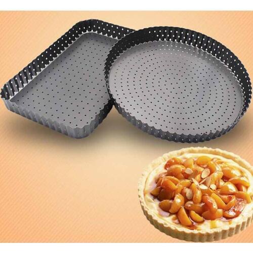 Cake Holder Pizza Tray Baking Plate Oven Tray Pie Pan Stainless Steel Punch Household Round Baking Cover Tools 11inch/28cm 1pcs