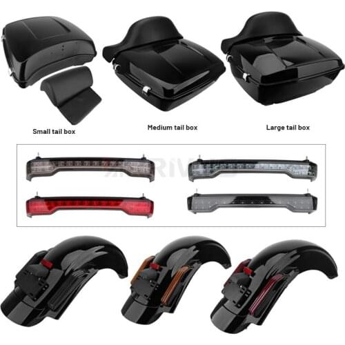 For Harley Touring Street Glide 2014-2020 Moto Tour Pack Pak Luggage Rear Tail Box Backrest Pad LED Tail Light CVO Fender System