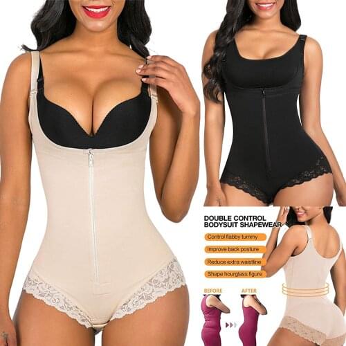 Womens Slimming Suit Abdominal Control Modeling Zipper Bodysuit Lace Conjoined Tummy Shapewear Slimming Fat Burning Corset