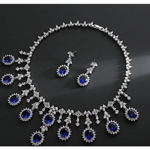 Classic Cubic Zirconia Big Drop Four Color Teardrop Choker Necklace for Women Trendy Rhinestone Collar Necklace Jewelry N-1132