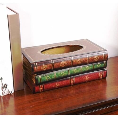 Book Shape Tissue Box Luxurious Stroage Box Retro Style Tissue Box Europe Retangle Napkin Paper Holder Ring Tissue Storage Box