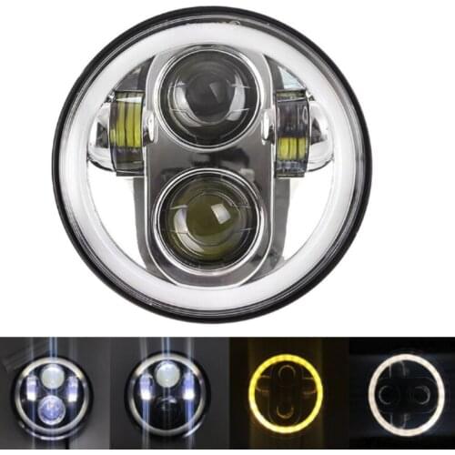 5-3/4"Inch Round Headlamp with White DRL Halo Angel Eyes For Dyna Sportster XL 1200 883 5.75Inch LED Moto Headlight Projector