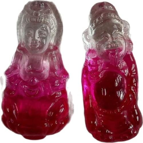 Hot Sale High Hardness of 9 Sythetic Gems Lab Created White Pink Red Corundum Loose Stone Guanyin Buddha God of Wealth Pendant