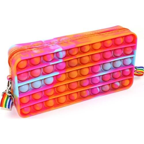 New Silicone Push Bubble popete Sensory Toys Fingertip Stress Reliever Fidget Toy Adult Rectangular Antistress popper Satchel