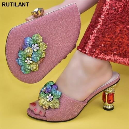 New Arrival Nigerian Shoes and Matching Bags Sales In Women Matching Shoes and Bag Set for Party Wedding Shoes for Women Bride