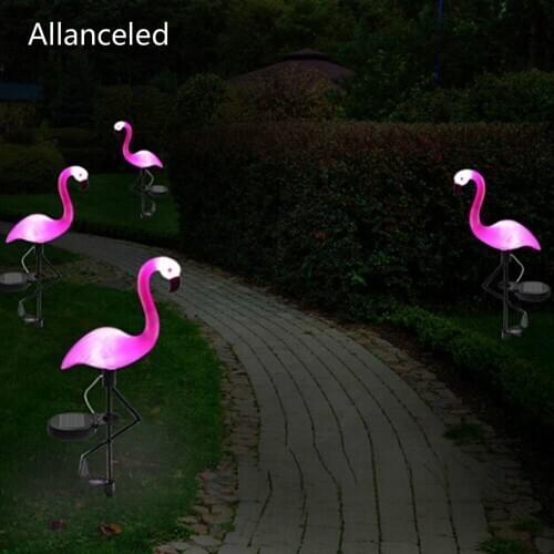 NEW LED Solar Flamingo Light Powered Lawn Lantern Pathway Decorative Landscape Lamp For Outdoor Garden Yard Parties Decoration
