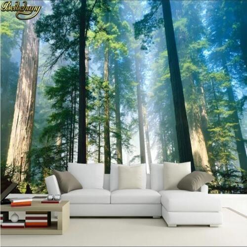Beibehang Custom 3D Wall Murals Wallpaper Nature Fog Towering Trees Forest Sunshine Photo Wall Paper Living Room Mural wallpaper