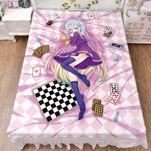 Japan Anime NO GAME NO LIFE characters sexy girl Shiro bed milk fiber sheet & flannel blanket summer quilt 150x200cm