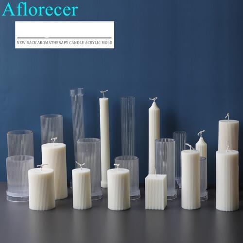 Various acrylic plastic candle molds Classical striped Roman column design shape candle silicone mold Candle making paraffin