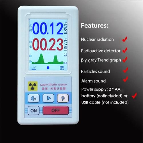 2021 Geiger Counter Nuclear Radiation Detector Personal Dosimeter X-ray Beta Gamma Detector LCD Radioactive Tester Marble Tool