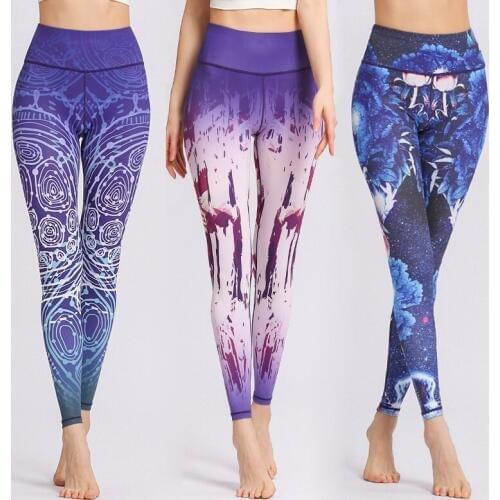 Sexy Women Yoga Pants High Waist Stretchy Dry Fit Sports Leggings Floral Fitness Running Tights Push Compression Sportswear
