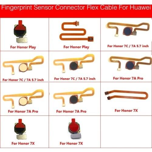 Touch ID Fingerprint Sensor Scanner Connector Flex Cable For Huawei Honor Play 7X 7C 7A Pro Home Return Key Button Repair Parts