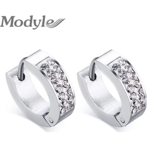 Modyle New Stud Earring Women Earings Fashion Stainless Steel Crystal Earrings
