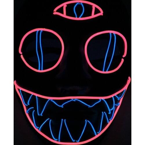 Glowing Three Eye Monster Mask Horror Smiling Face Mask For Halloween Party Supplies