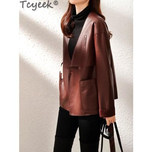 Tcyeek 100% Genuine Female Leather Jacket Sheepskin Coat Womens Jackets Spring Autumn 2021 Casual Chaquetas Para Mujer Gxy39