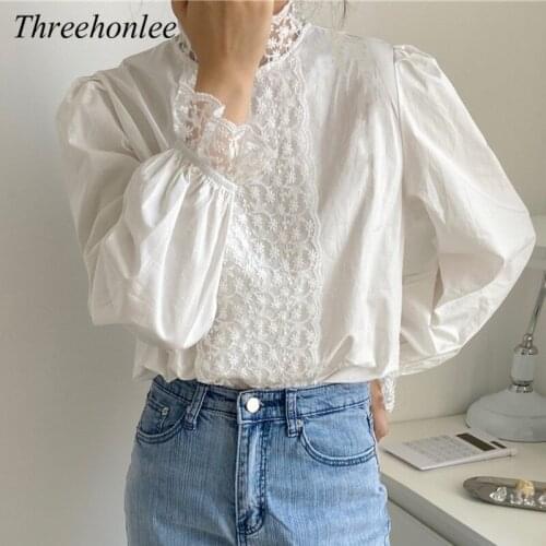 Threehonlee Stand-up Collar Blouses