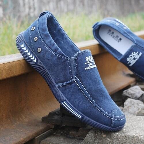 Fashion Denim Men Canvas Shoes male Summer Mens sneakers Slip On Casual Breathable Shoes Loafers Chaussure Homme Black sdc5
